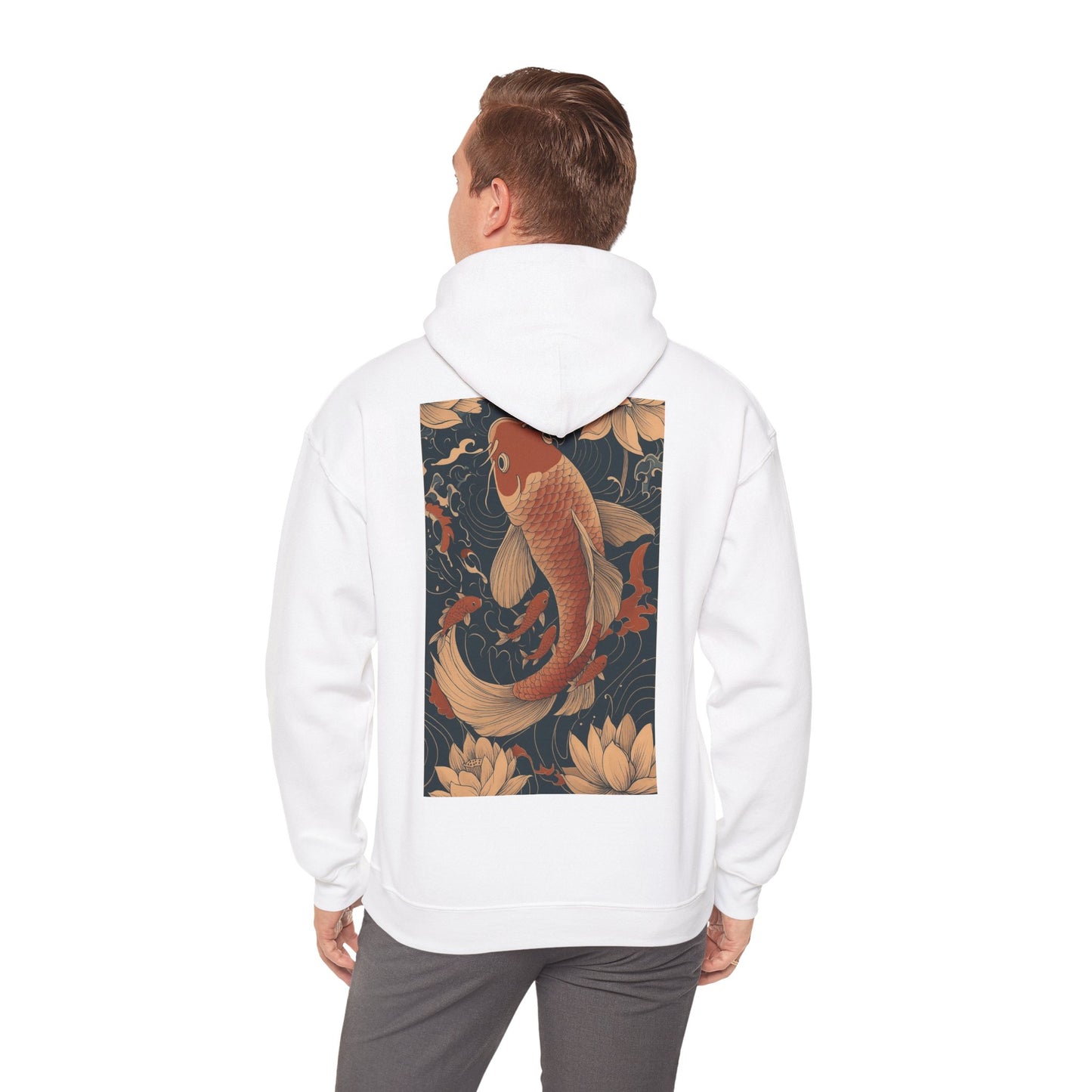 Koi Carp Vintage Oriental Art Hoodie — Vintage Floral Japanese Fish Sweatshirt