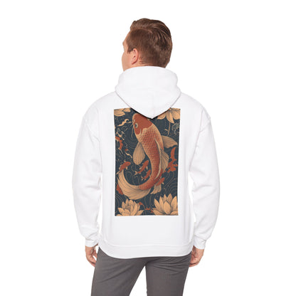 Koi Carp Vintage Oriental Art Hoodie — Vintage Floral Japanese Fish Sweatshirt
