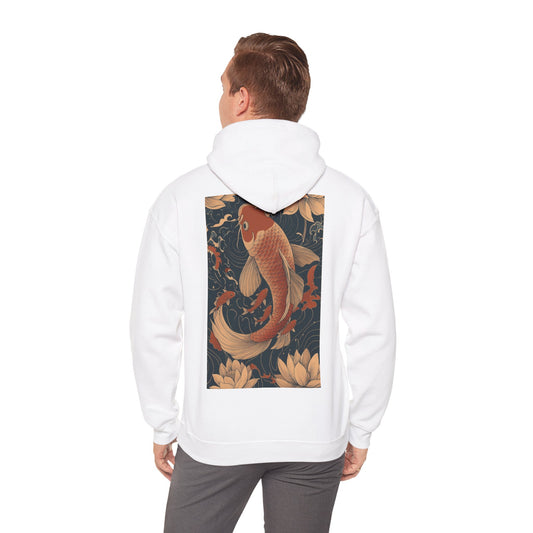 Koi Carp Vintage Oriental Art Hoodie — Vintage Floral Japanese Fish Sweatshirt