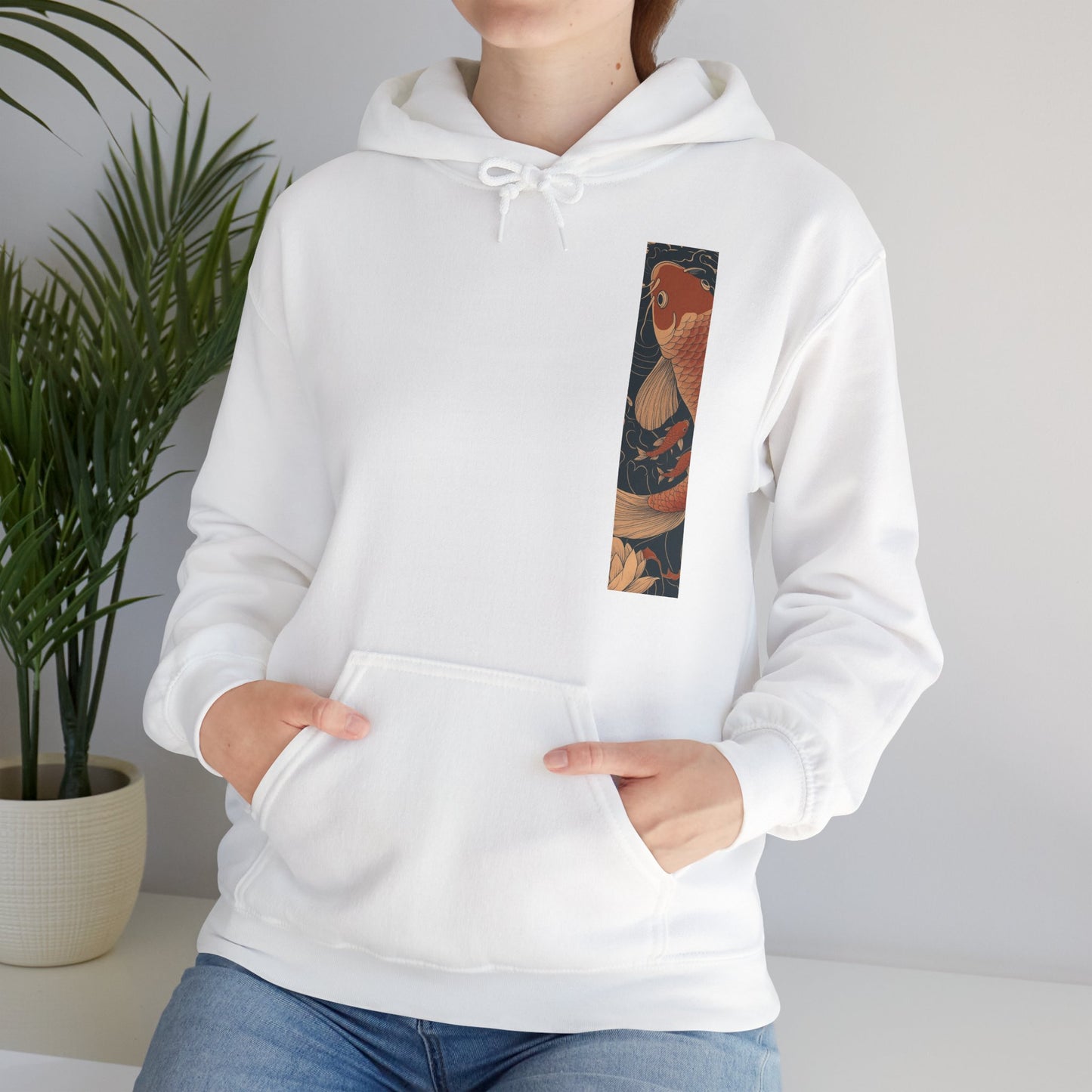 Koi Carp Vintage Oriental Art Hoodie — Vintage Floral Japanese Fish Sweatshirt