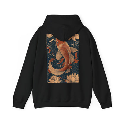 Koi Carp Vintage Oriental Art Hoodie — Vintage Floral Japanese Fish Sweatshirt