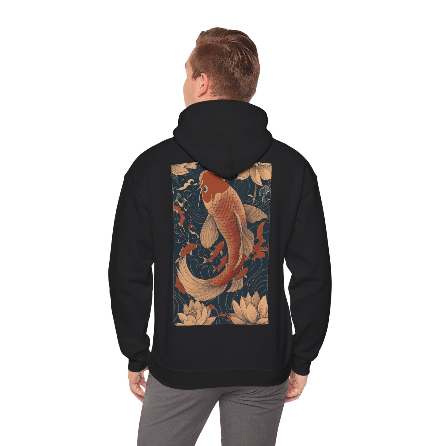 Koi Carp Vintage Oriental Art Hoodie — Vintage Floral Japanese Fish Sweatshirt