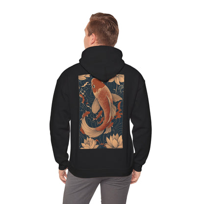 Koi Carp Vintage Oriental Art Hoodie — Vintage Floral Japanese Fish Sweatshirt
